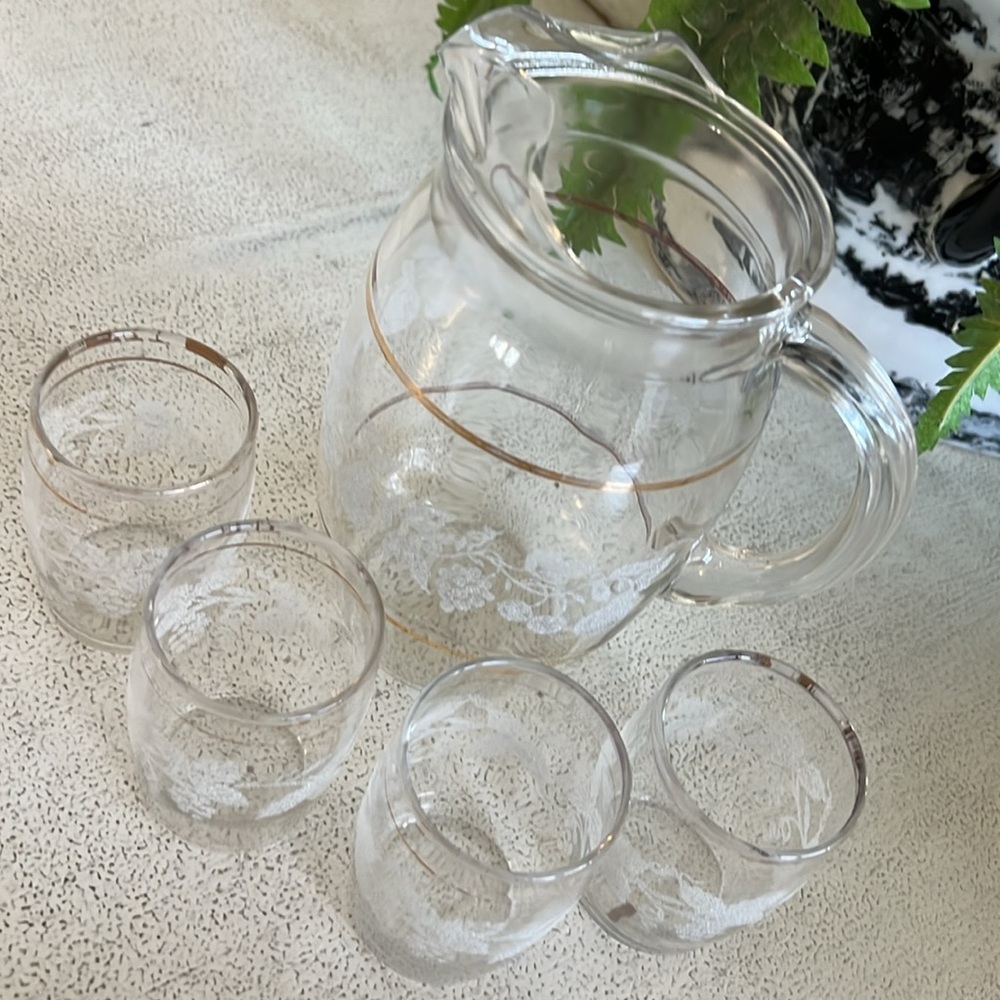 Vintage Bartlett Collins Cocktail Pitcher & juice glasses - Picture 7 of 8